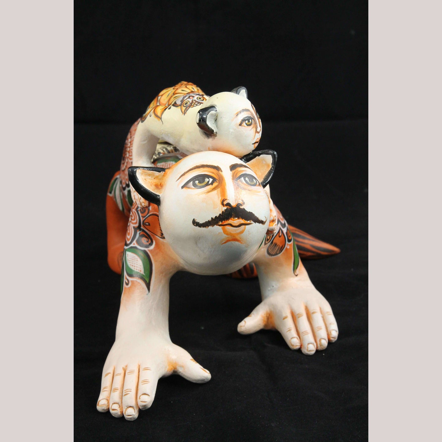 Lg Ceramic Nagual/Jaguar Man/Baby Nagual Mexican Folk Art Décor Ubaldo Macias