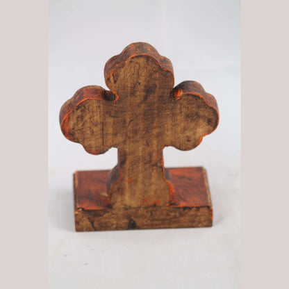 New Wood on Stand Cross/Milagros Mexican Folk Art Hand Made/Painted Religious