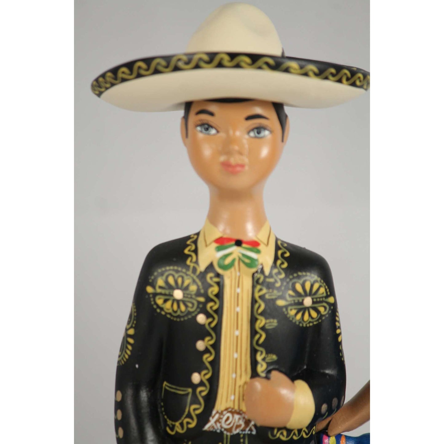 Lupita Najaco Ceramic Dolls Children Dancers Mexico Folk Art Black/Royal Blue