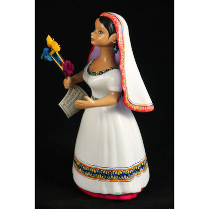 Lupita Najaco Ceramic Doll Mexico Folk Art Collectible Huichola Eye Of God Flag