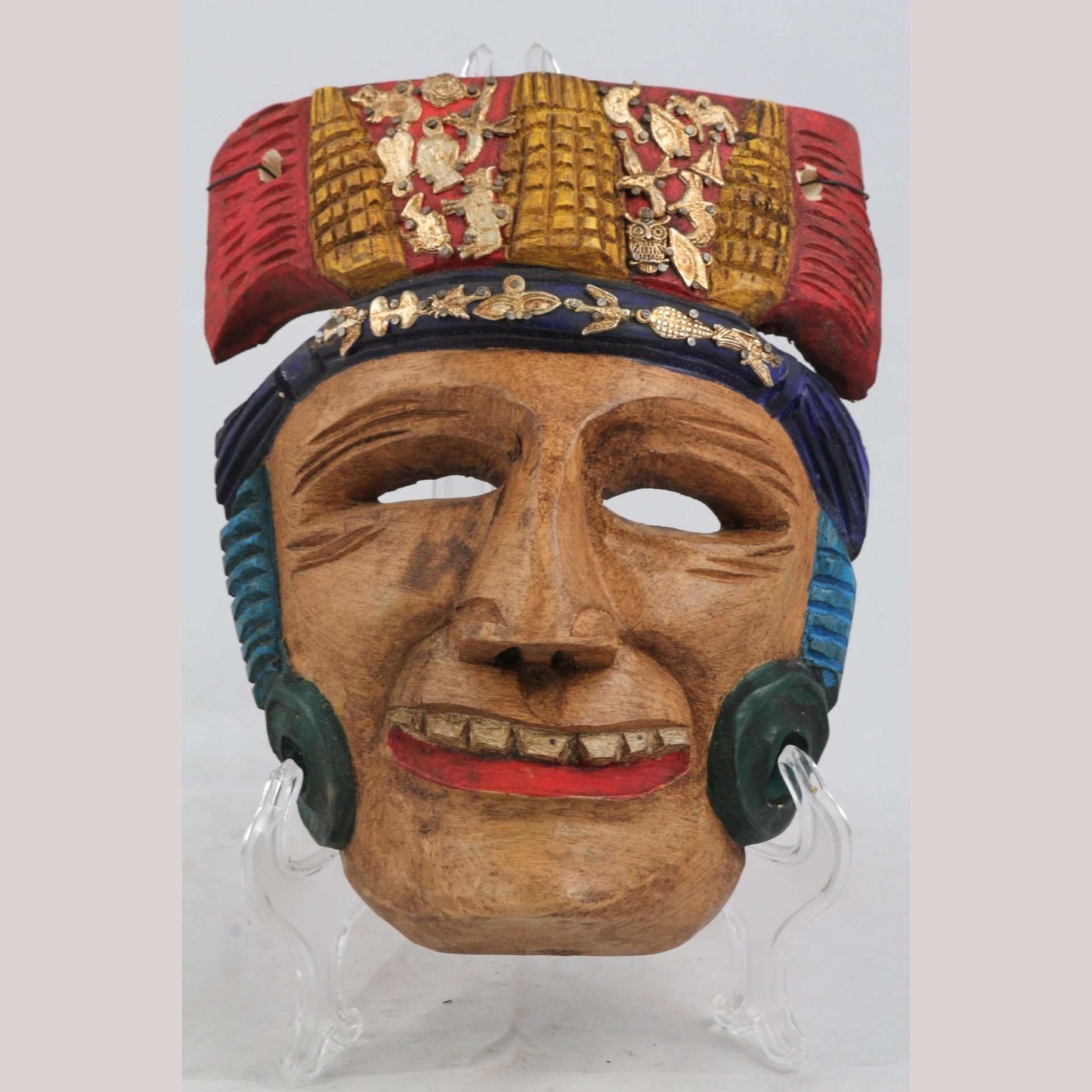Wood Mask Aztec Gentleman Hand Made Jose Manuel Mejia