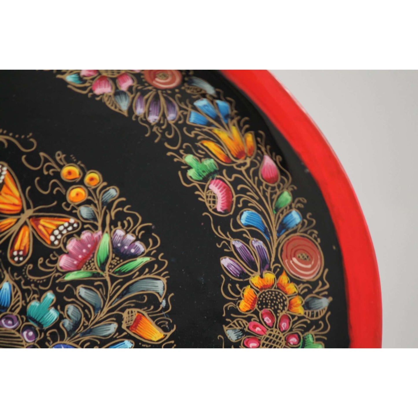 Oval Wood Plate/Lacquer Ware Folk Art Mexico Collectible Award Winning Artisan