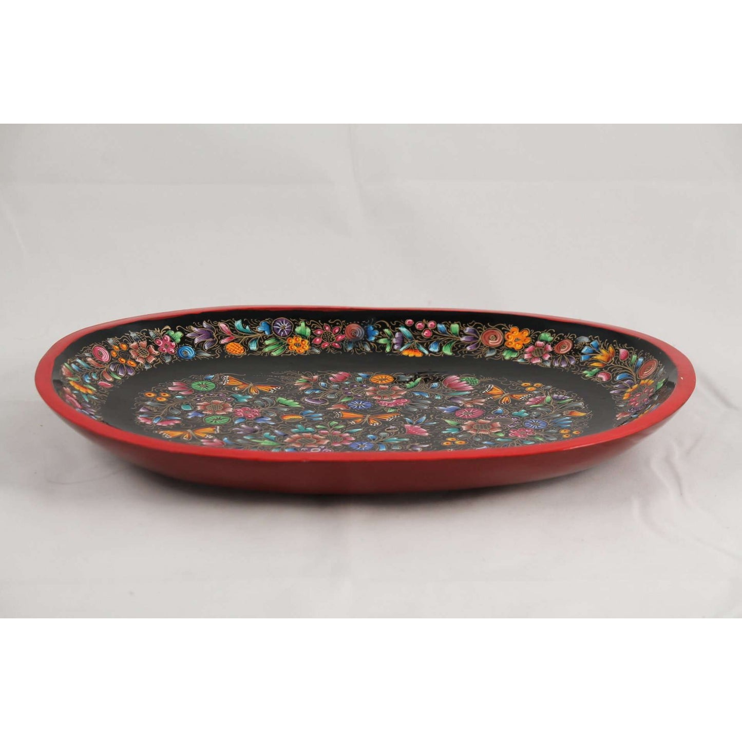 Oval Wood Plate/Lacquer Ware Folk Art Mexico Collectible Award Winning Artisan