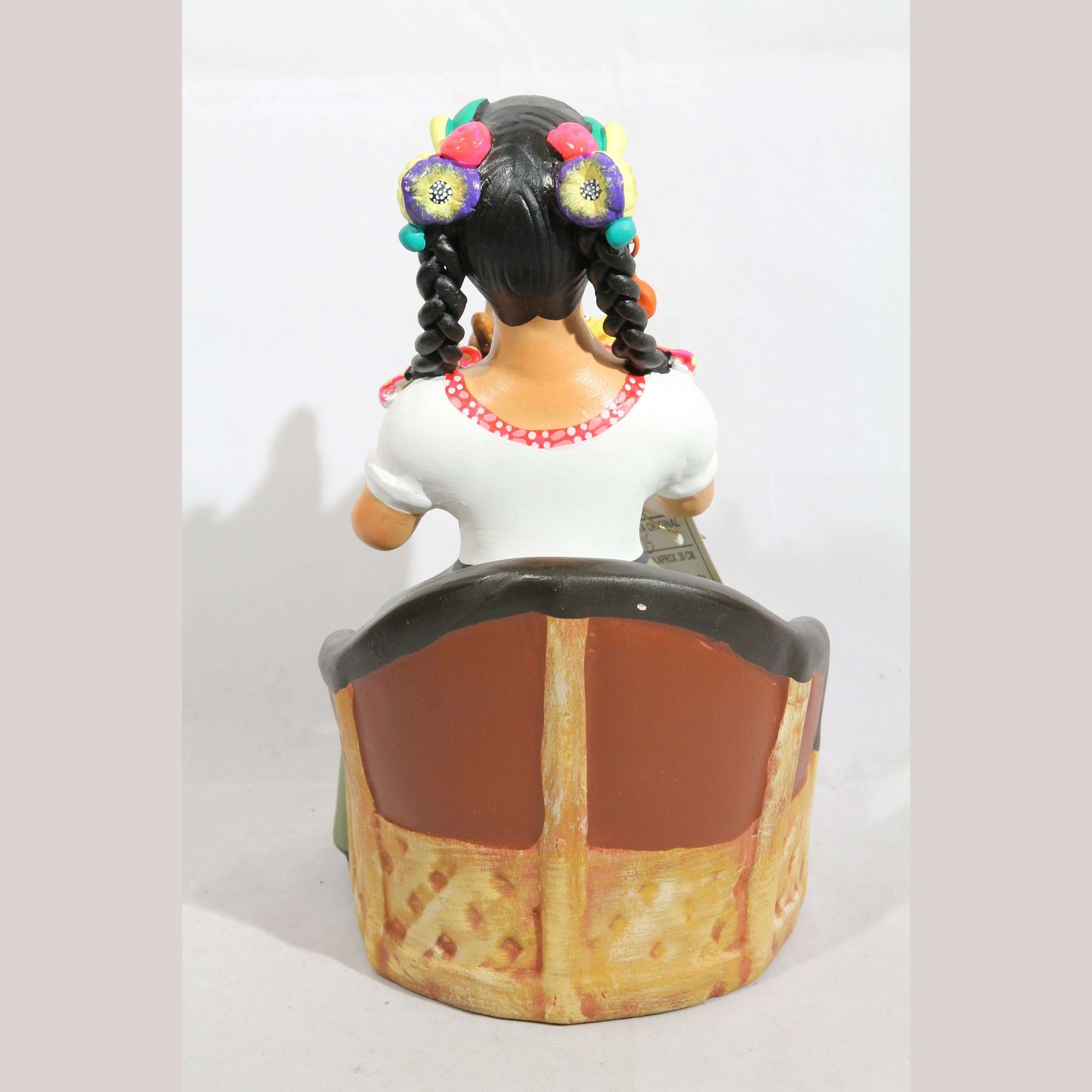 Lupita Najaco Ceramic Doll Sitting Basket of Chicken/Chicks Olive Skirt