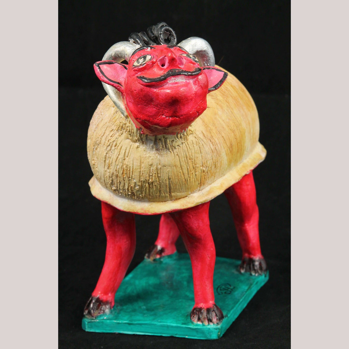 Rare Vintage Juan Jose R Medrano Mexican Ceramic Sheep-Ram-Man Betus Nagual