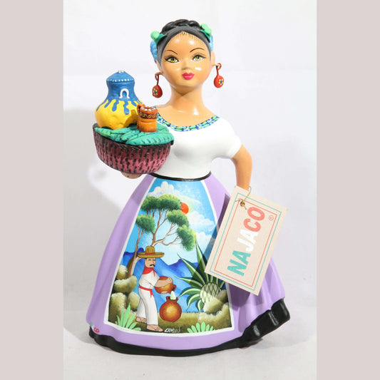"Lupita" NAJACO Doll Ceramic Figurine Espanola Pulque Seller Lilac Dress
