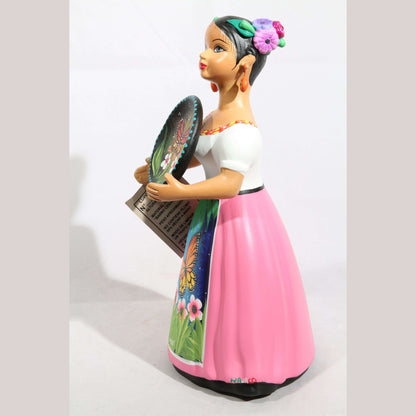 Lupita Doll Butterfly Platter Pink Ceramic NAJACO Mexican #2