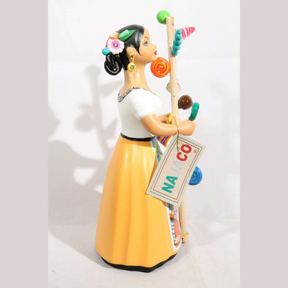 Lupita Najaco Ceramic Doll/Figurine Hard Candy Seller Mustard Skirt Mexican