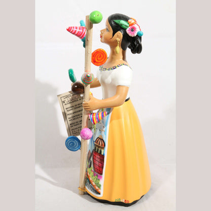Lupita Najaco Ceramic Doll/Figurine Hard Candy Seller Mustard Skirt Mexican