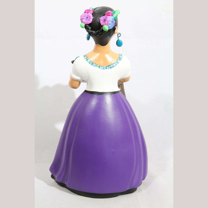 "Lupita" Chilies Basket Plum Najaco Ceramic Doll Figurine Mexican