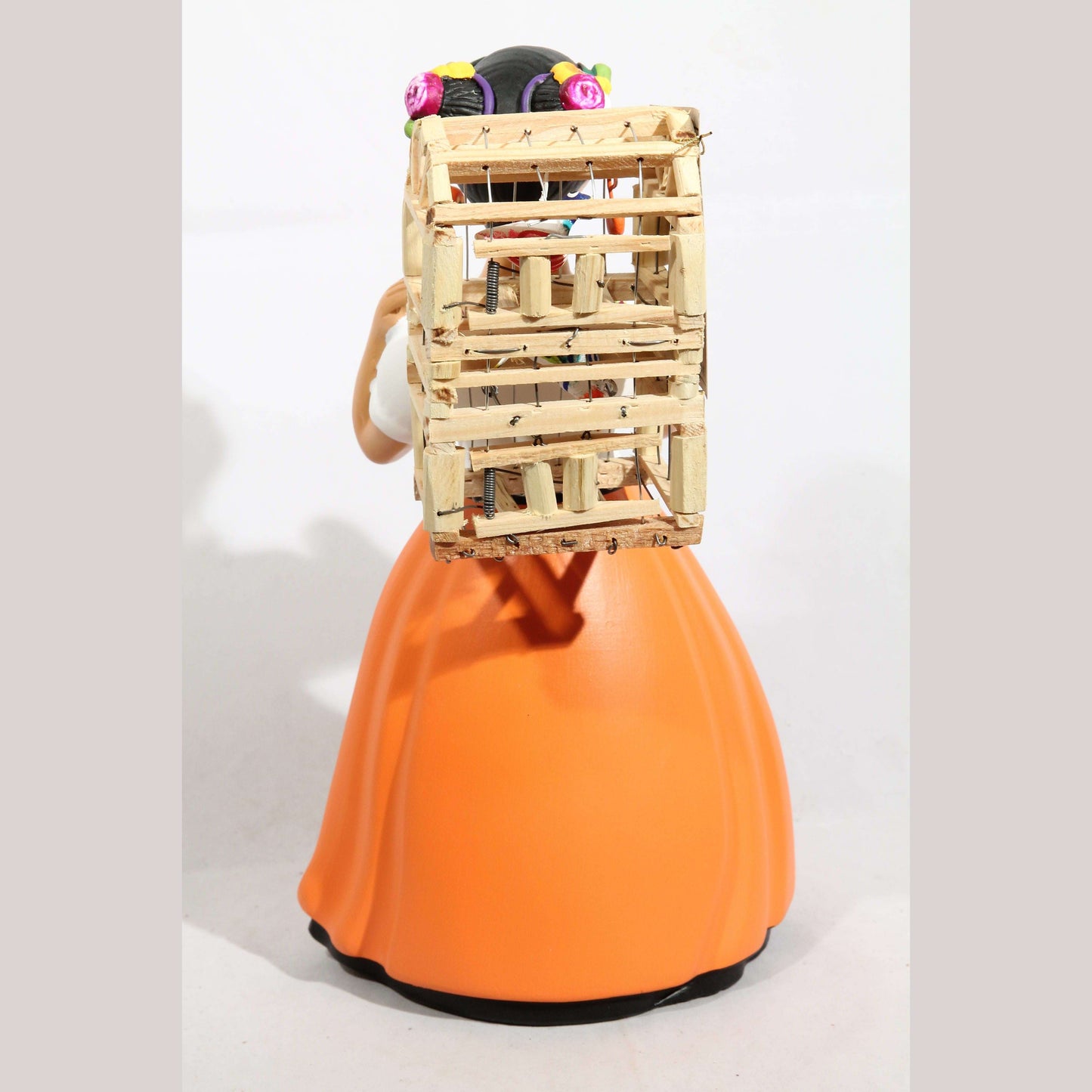 Lupita NAJACO Ceramic Doll Mexican Back Bird Cage Orange #2