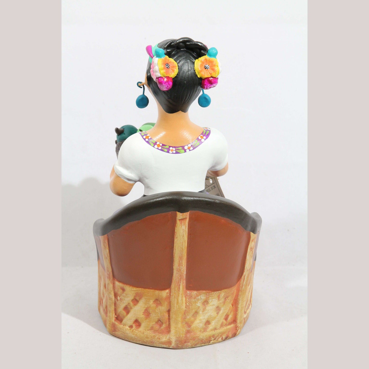 Lupita Doll Sitting Chilies Basket Plum Mexican NAJACO Ceramic Folk Art