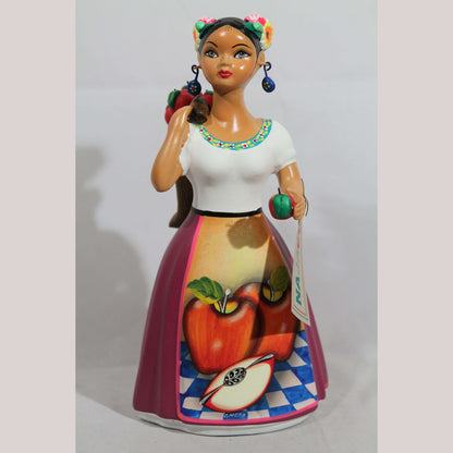 "Lupita" Doll NAJACO Apple Bag Sack Purple Ceramic Mexican