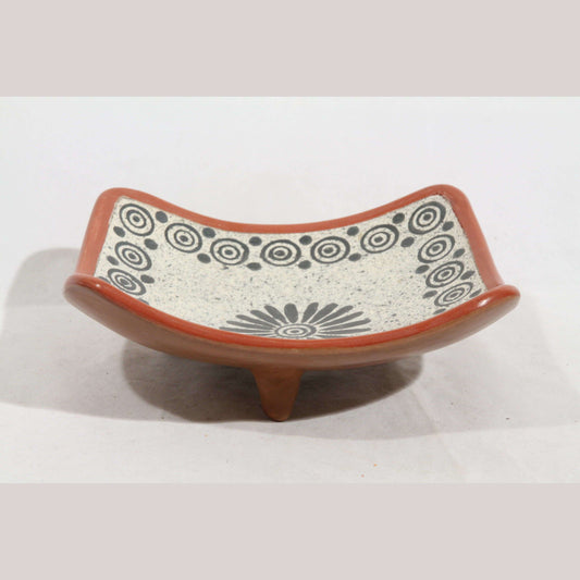 New Ceramic/Pottery Candy/Jewelry Grey Dish Mexican Folk Art Roberto Fiscal