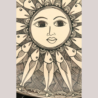 Ceramic Raised Platter Potter Angelica Morales Mexico Folk Art Home Fish/Moon