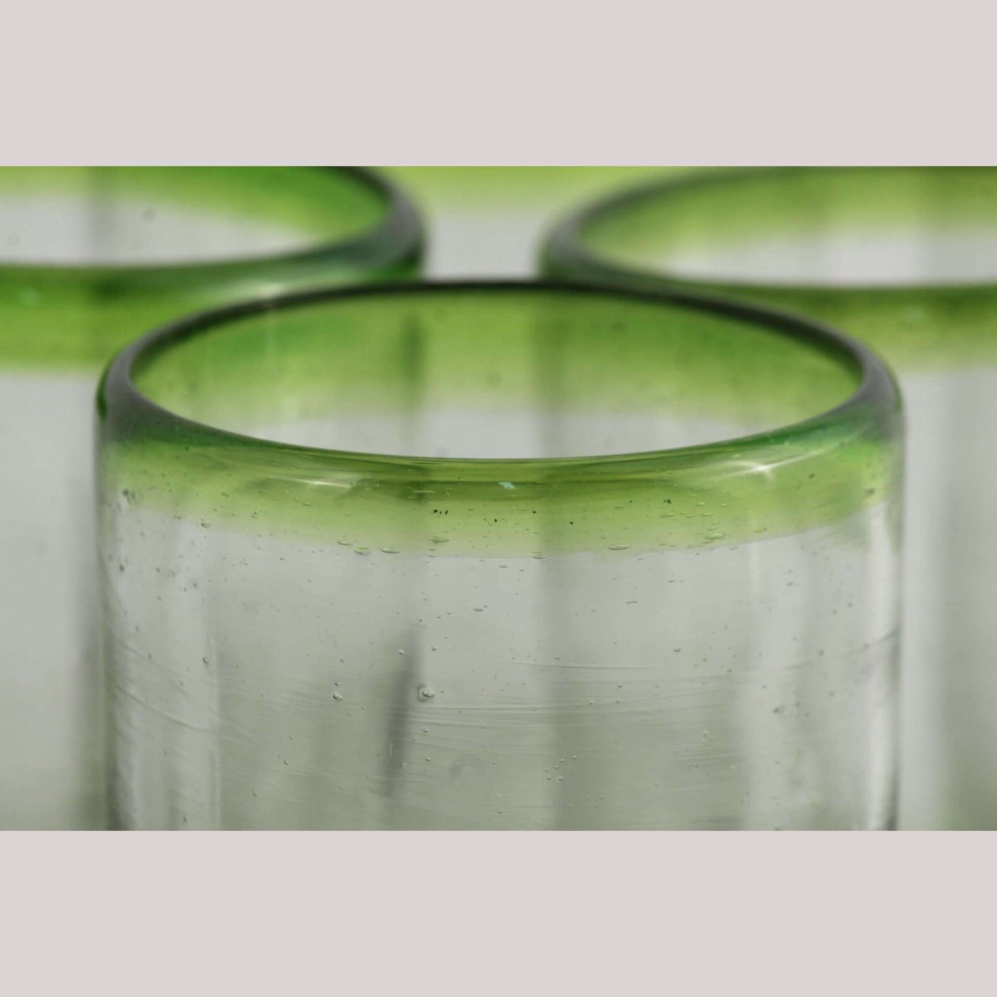 Lime Green Rim Rocks Glasses Set 6 Mexican Glassware Original