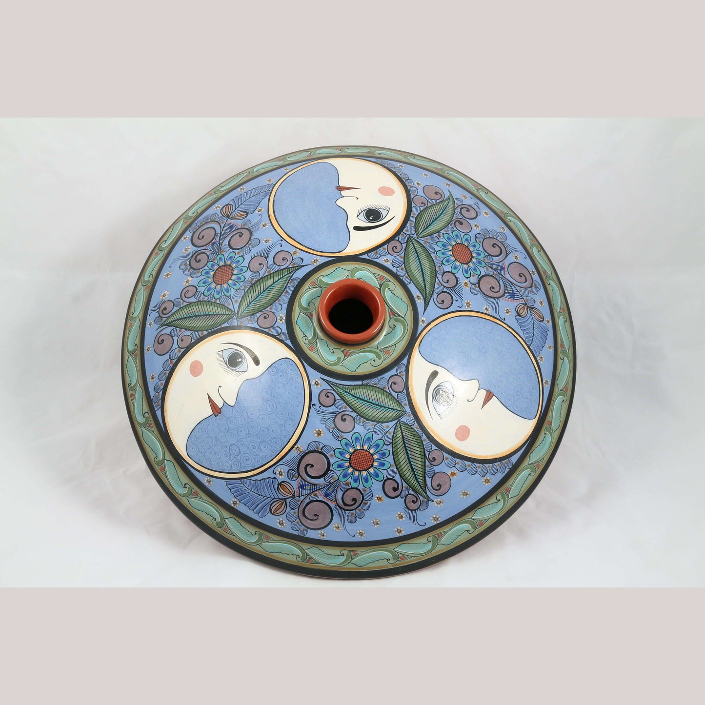 Huge 3 Footed Ceramic Vessel Mexico Fine Folk Art Master Jose Luis Cortez 3 Moon