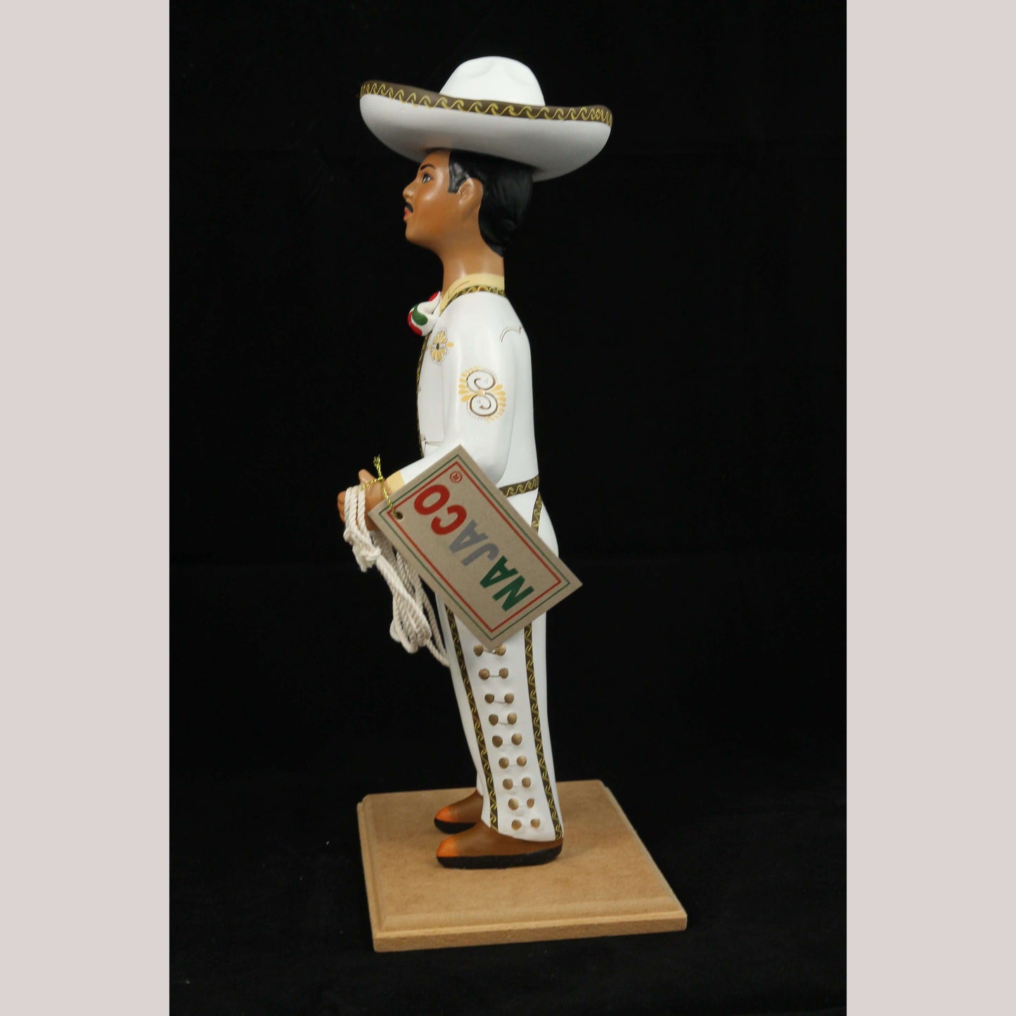 Lupita Najaco Ceramic Figurine Charro/Horse Man Folk Art White