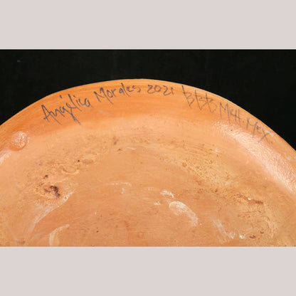 Ceramic Round Platter Potter Angelica Morales Mexican Folk Art Home Fish/Sun