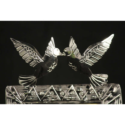 Mexican Tin Handcrafted Frame w Glass Folk Art Birds