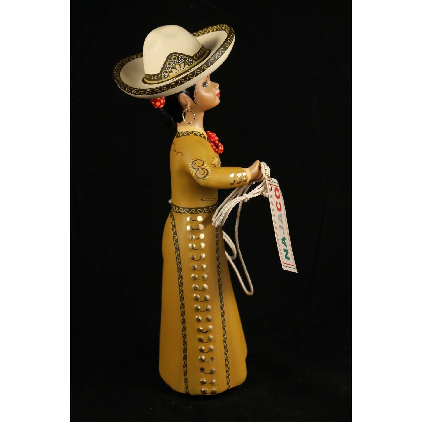 Charra Ocher "Lupita" Doll Ceramic Mexican Folk Art