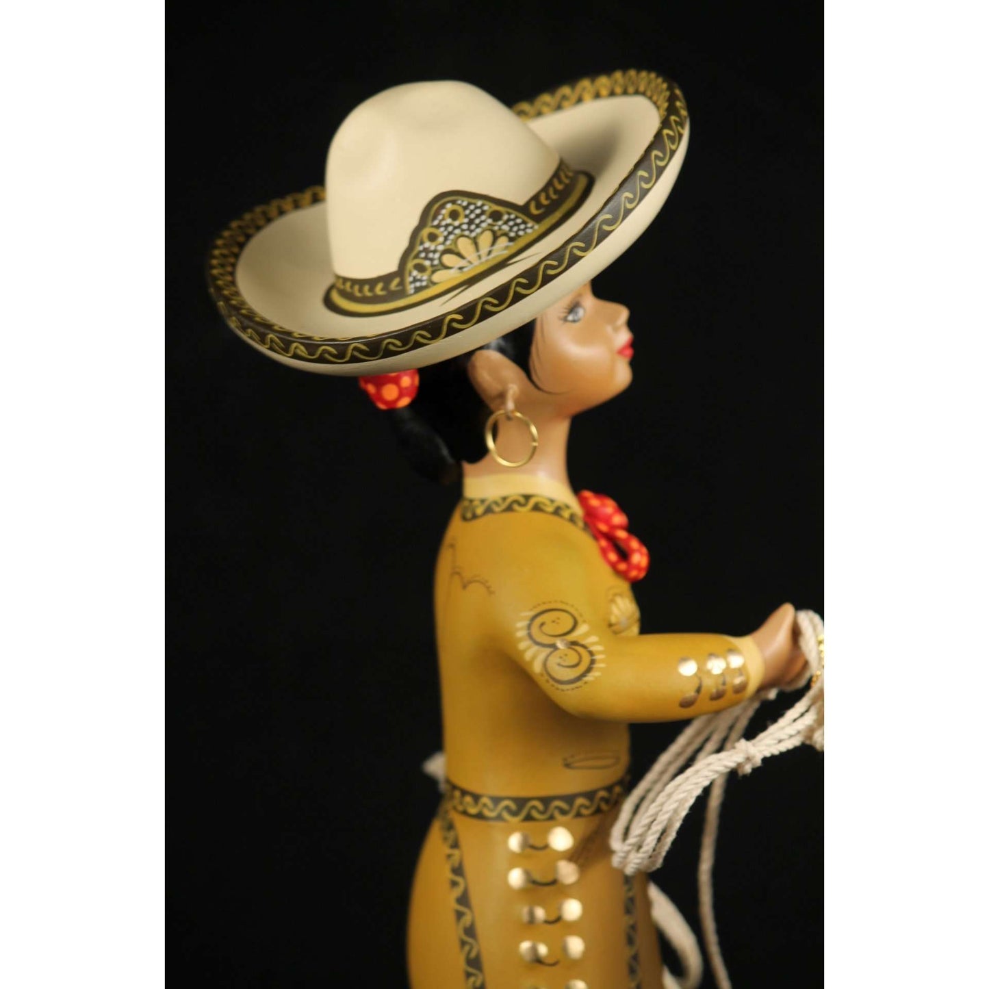 Charra Ocher "Lupita" Doll Ceramic Mexican Folk Art