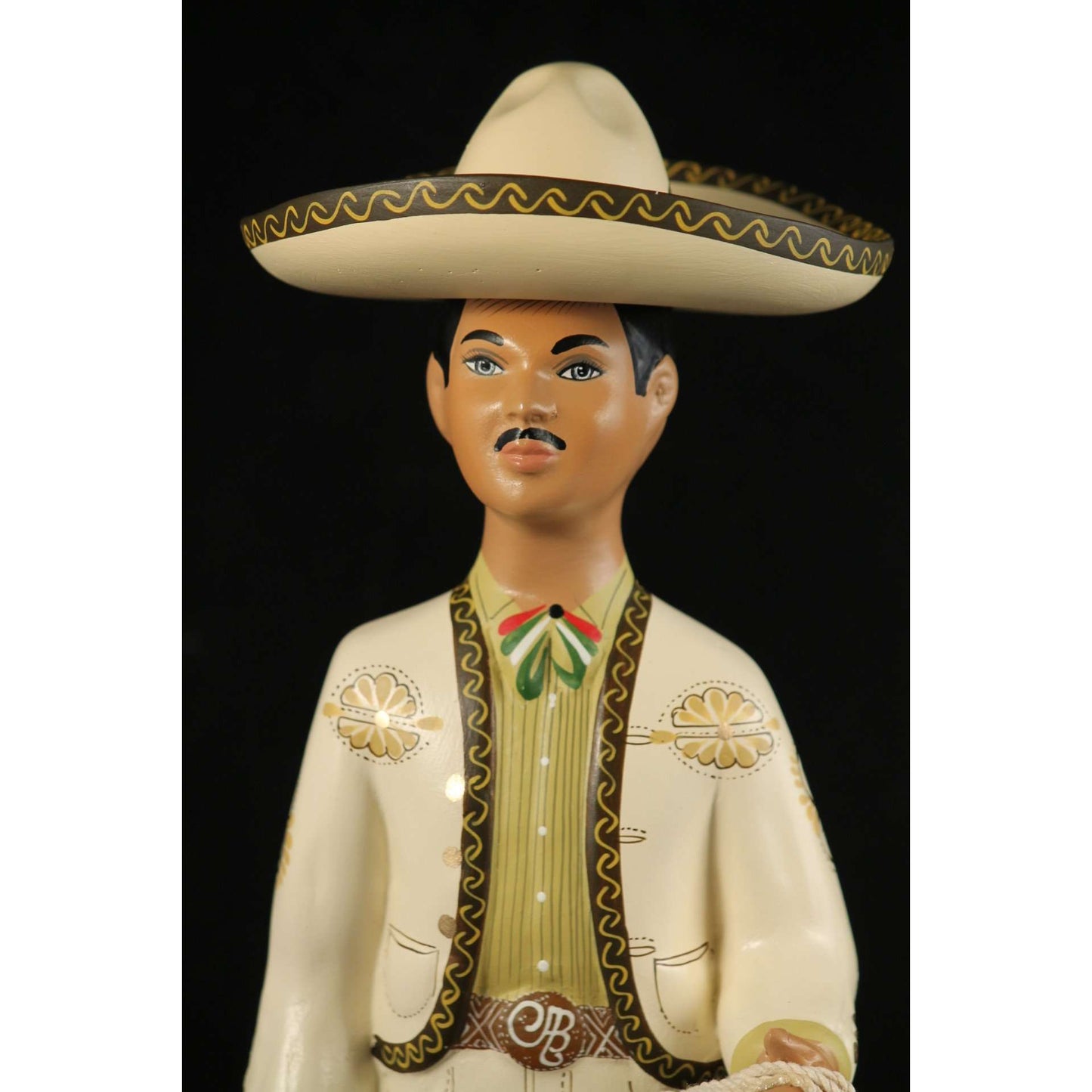 Beige Premium Charro Male Ceramic Mexican Figurine Lupita Cowboy