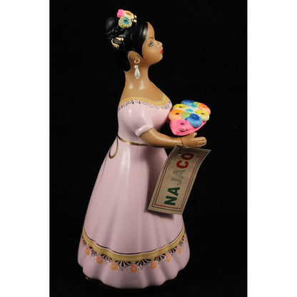 Quinceañera Lupita Najaco Doll/Figurine Ceramic Mexican Folk Art Rose/Pink