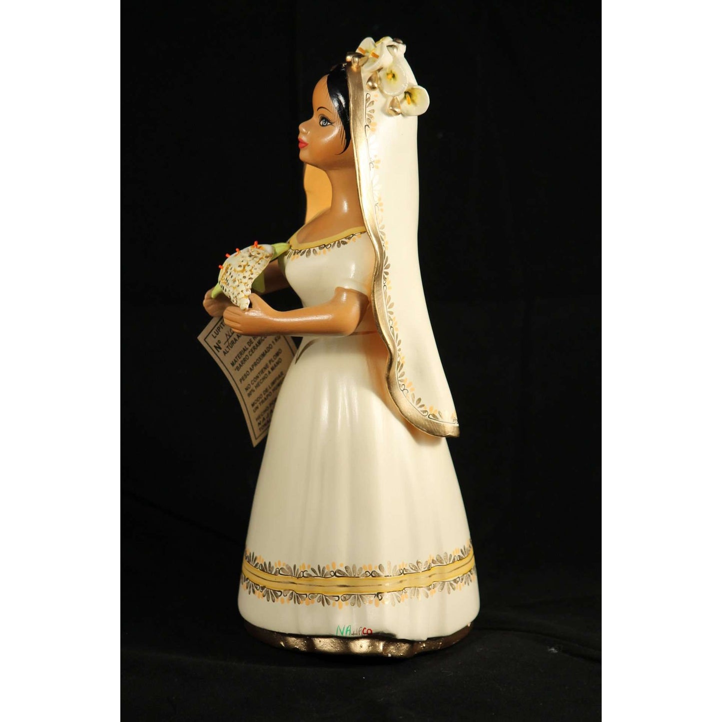 Lupita Najaco Bride Novia Ceramic Doll Figurine Tonala Mexico Folk Art Collectible