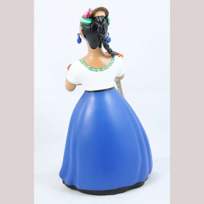 Lupita NAJACO Ceramic Figurine Mexico Basket/Vegetables Royal Blue