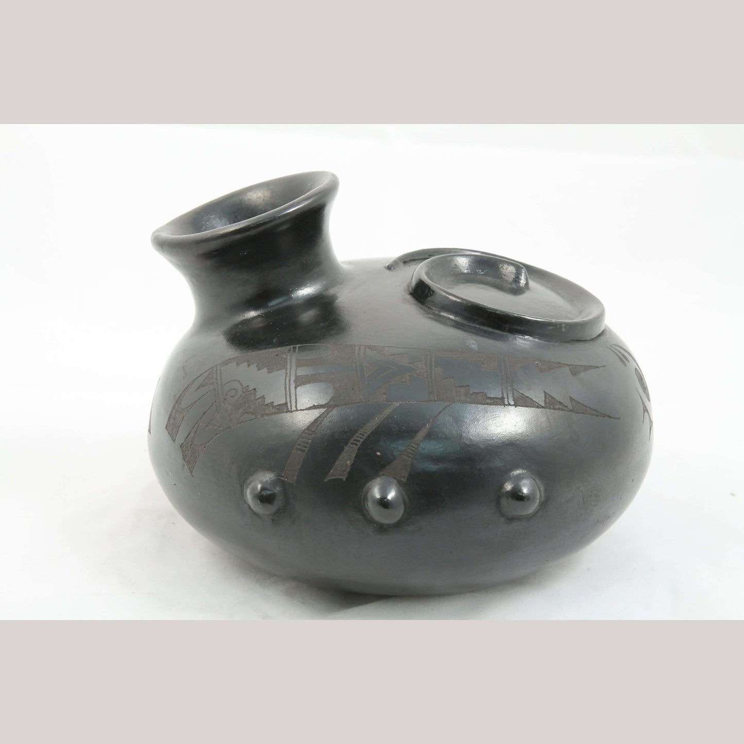 Ceramic Black Jar/Container Mexican Folk Art Pottery Décor Eusebio M. Ortega