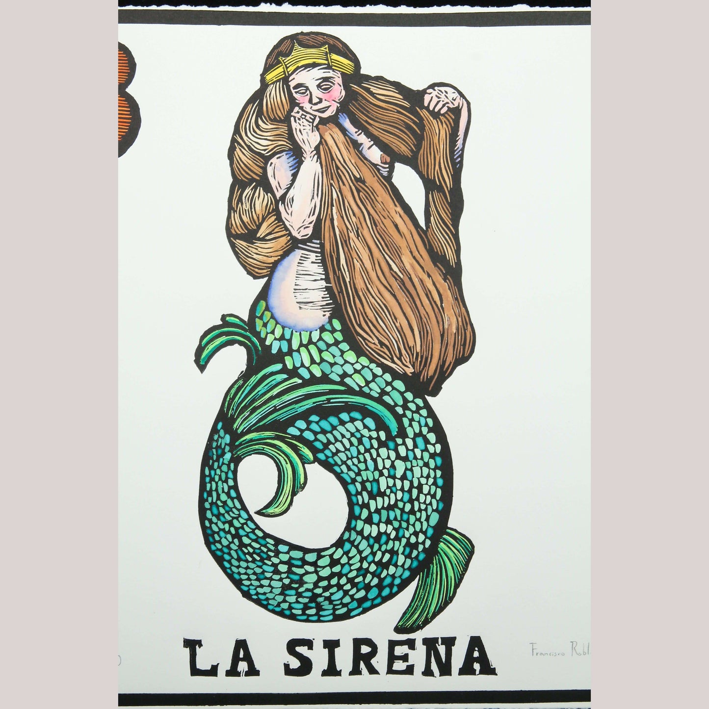 La Sirena/Mermaid Lithograph Mexico Fine Art Award Winner F. Robles Sign Loteria