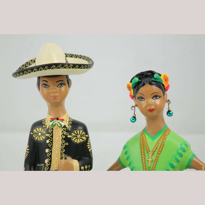 Lupita Najaco Ceramic Mexican Dolls Children Dancers Black/Lime Green
