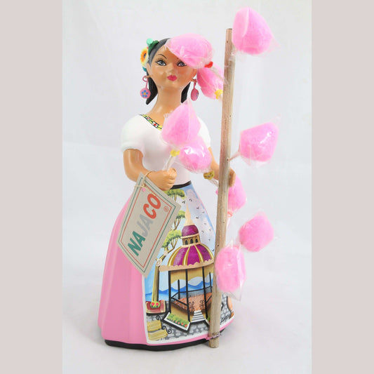 Cotton Candy Seller Pink Lupita Najaco Ceramic Figurine Mexican