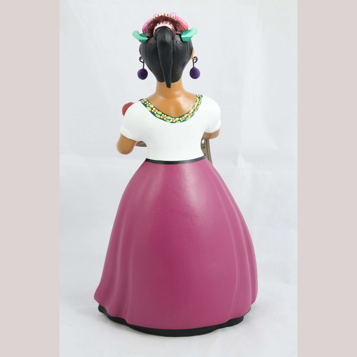 Lupita NAJACO Ceramic Figurine Mexico Folk Art Basket/Vegetables Décor Purple