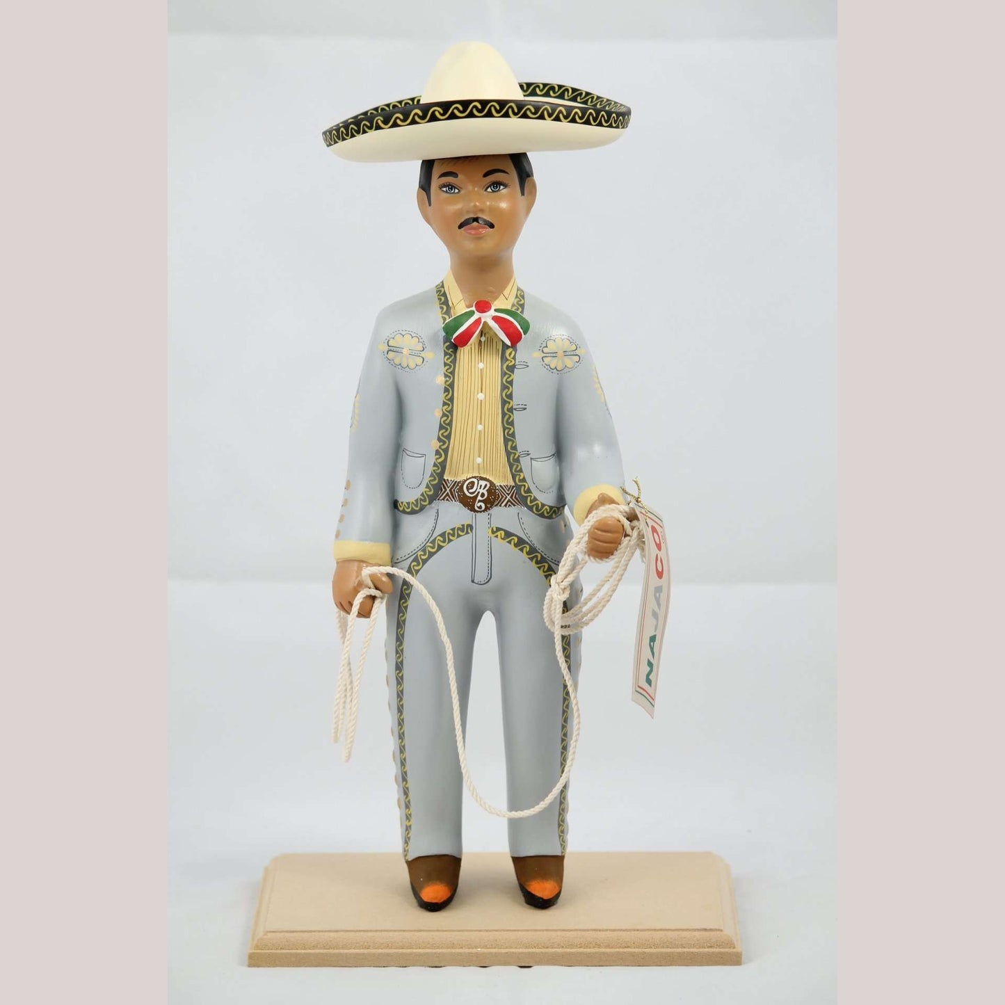 Gray Premium Charro Male Ceramic Mexican Figurine Lupita Cowboy