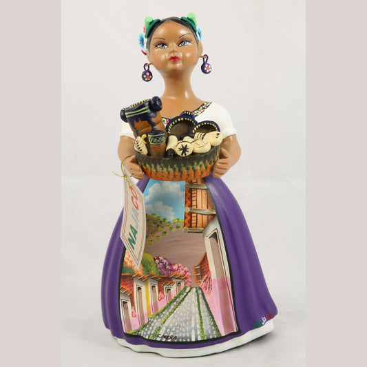 Lupita NAJACO Ceramic Doll Mexican Basket of Kitchenware Plum #1