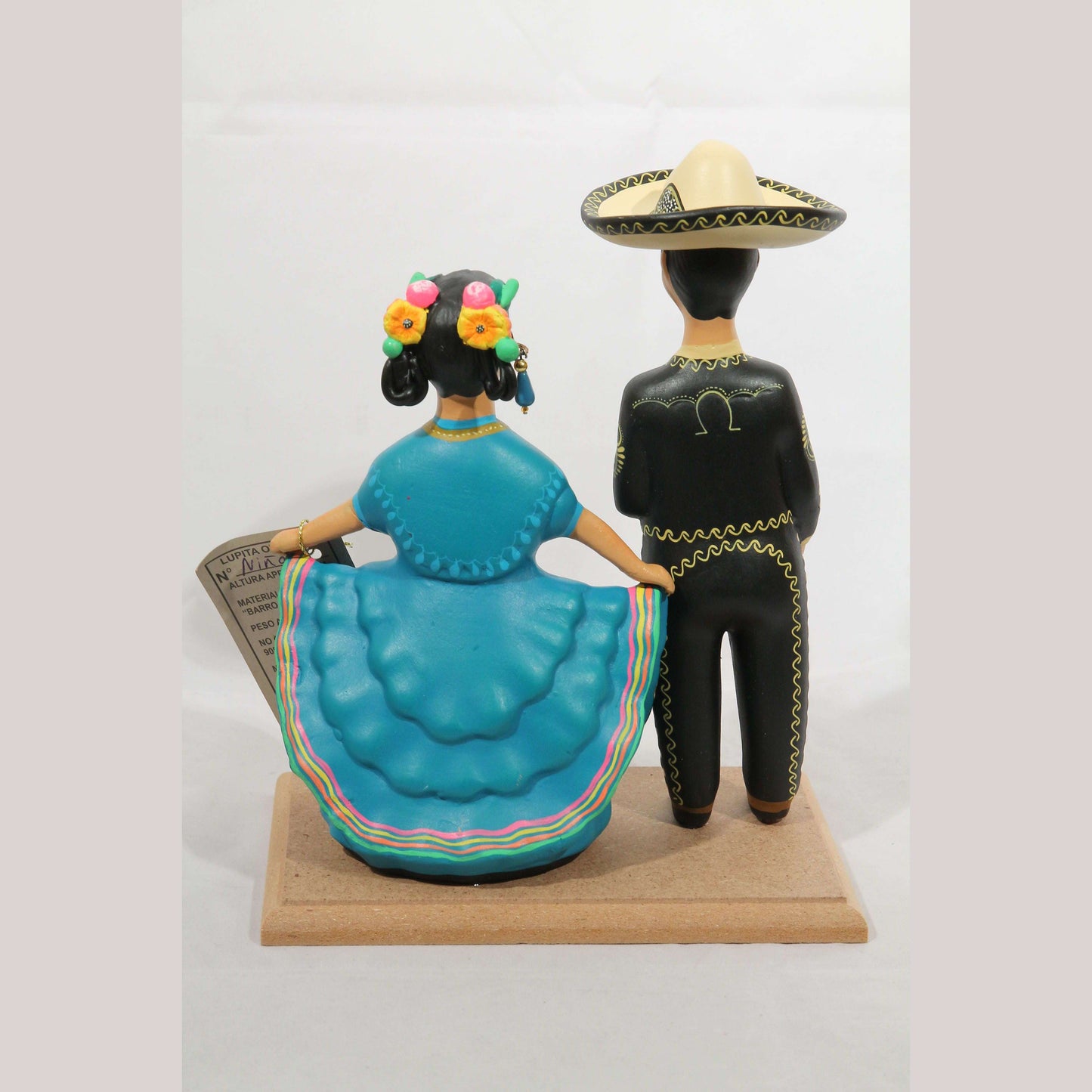 Lupita NAJACO Ceramic Mexico Folk Art Doll/Figurines Dancing Children Black/Teal