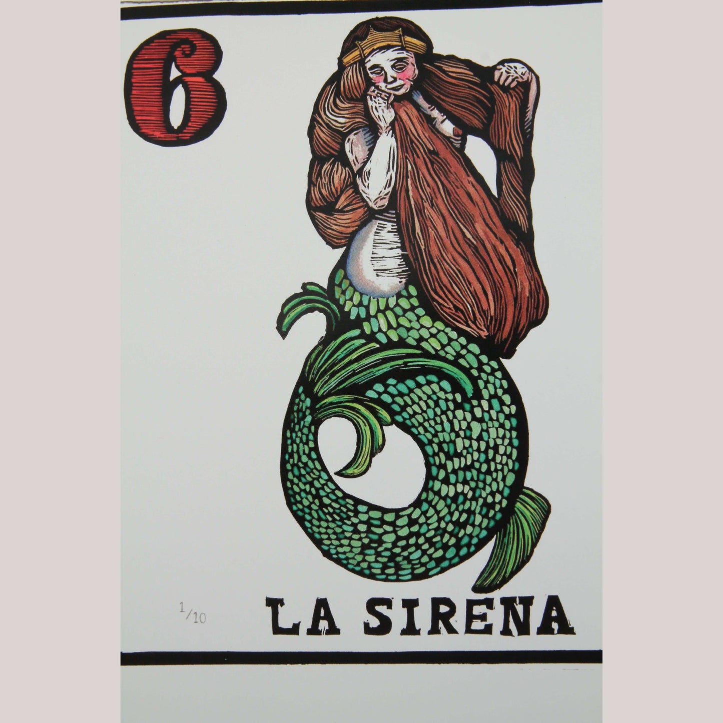 La Sirena/Mermaid Loteria Print Mexico Fine Art Award Winner F. Robles Decor