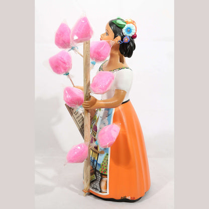 Lupita Doll Cotton Candy Seller Orange Skirt Ceramic Mexican #3