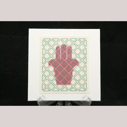 Blackwork Embroidery/Stitching Mexican Art Collectible Décor Hand of Fatima #2