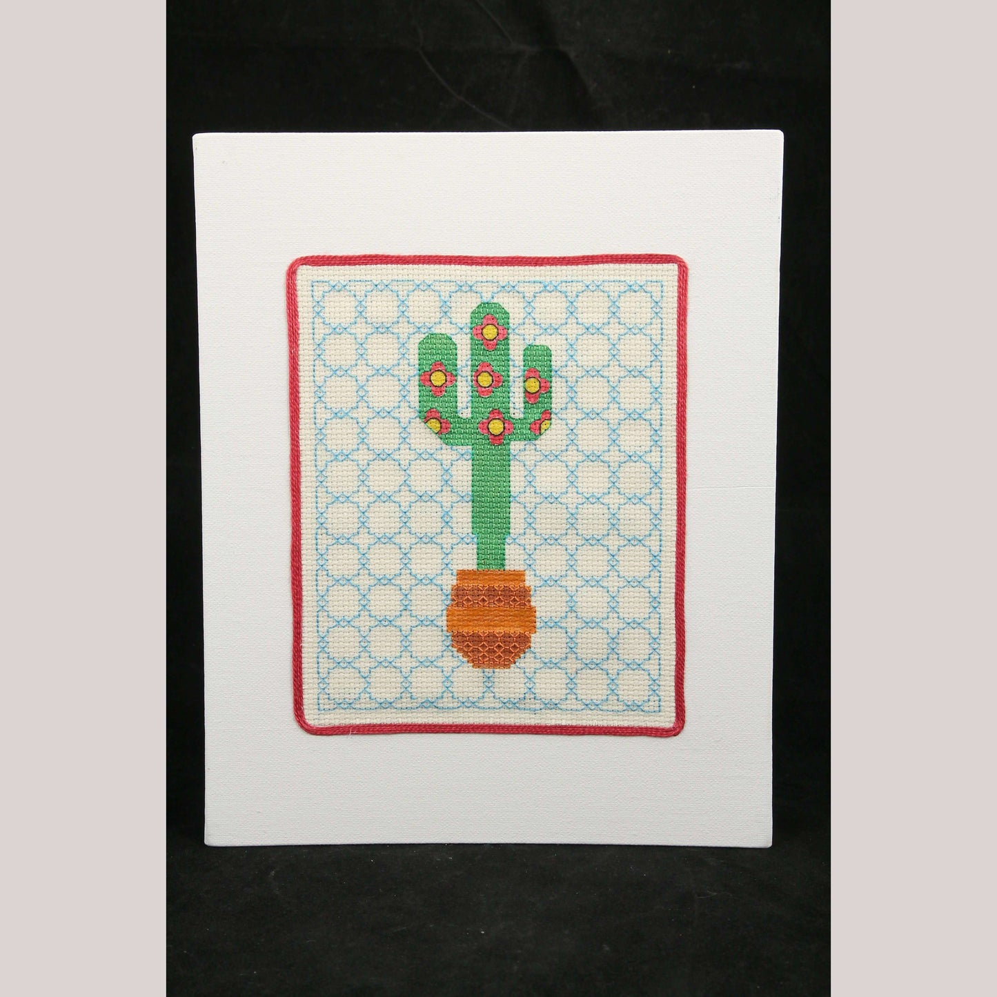 Blackwork Embroidery/Stitching Mexican Art Collectible Décor Signed Cactus #2