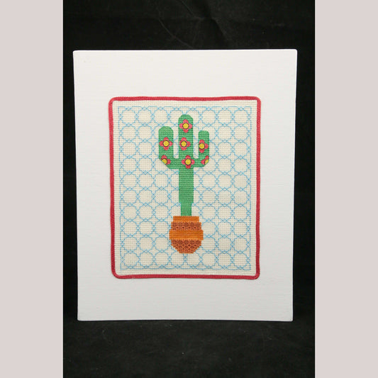 Blackwork Embroidery/Stitching Mexican Art Collectible Décor Signed Cactus #2