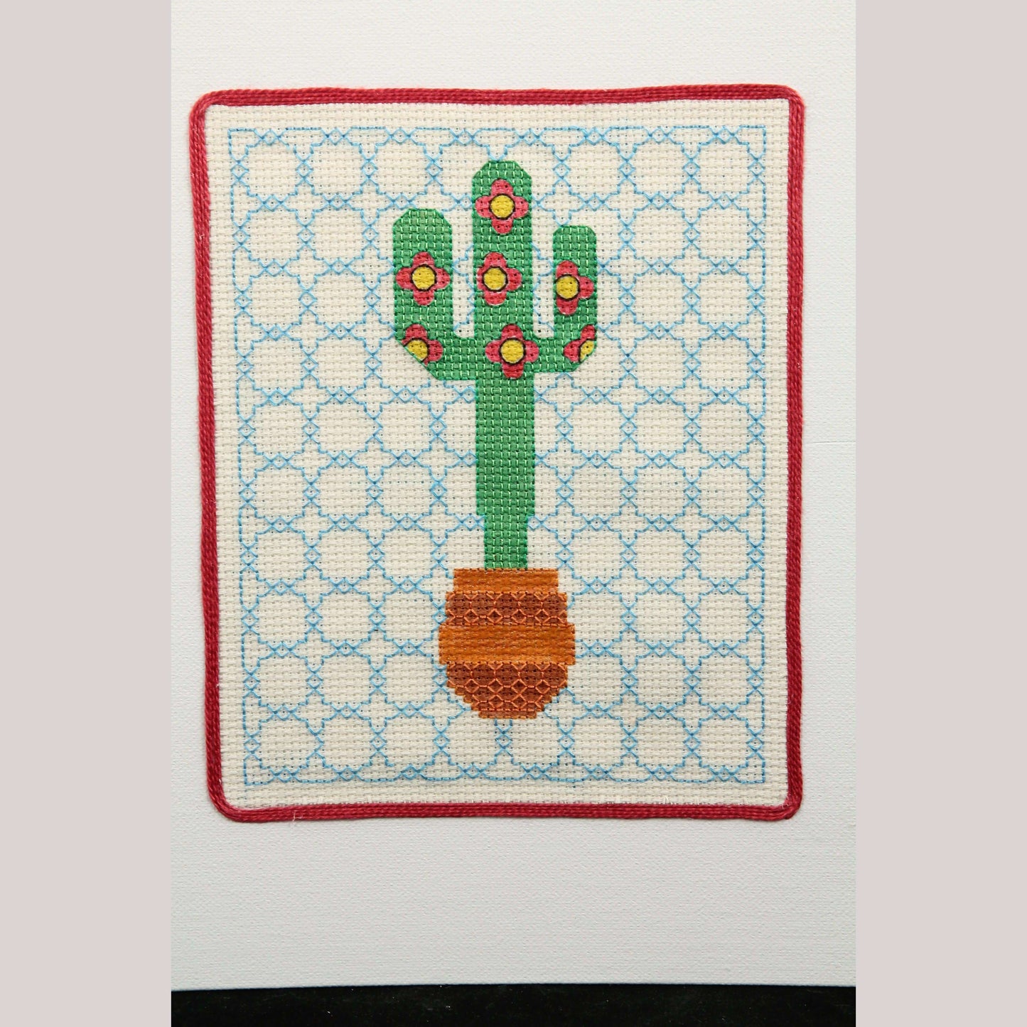 Blackwork Embroidery/Stitching Mexican Art Collectible Décor Signed Cactus #2