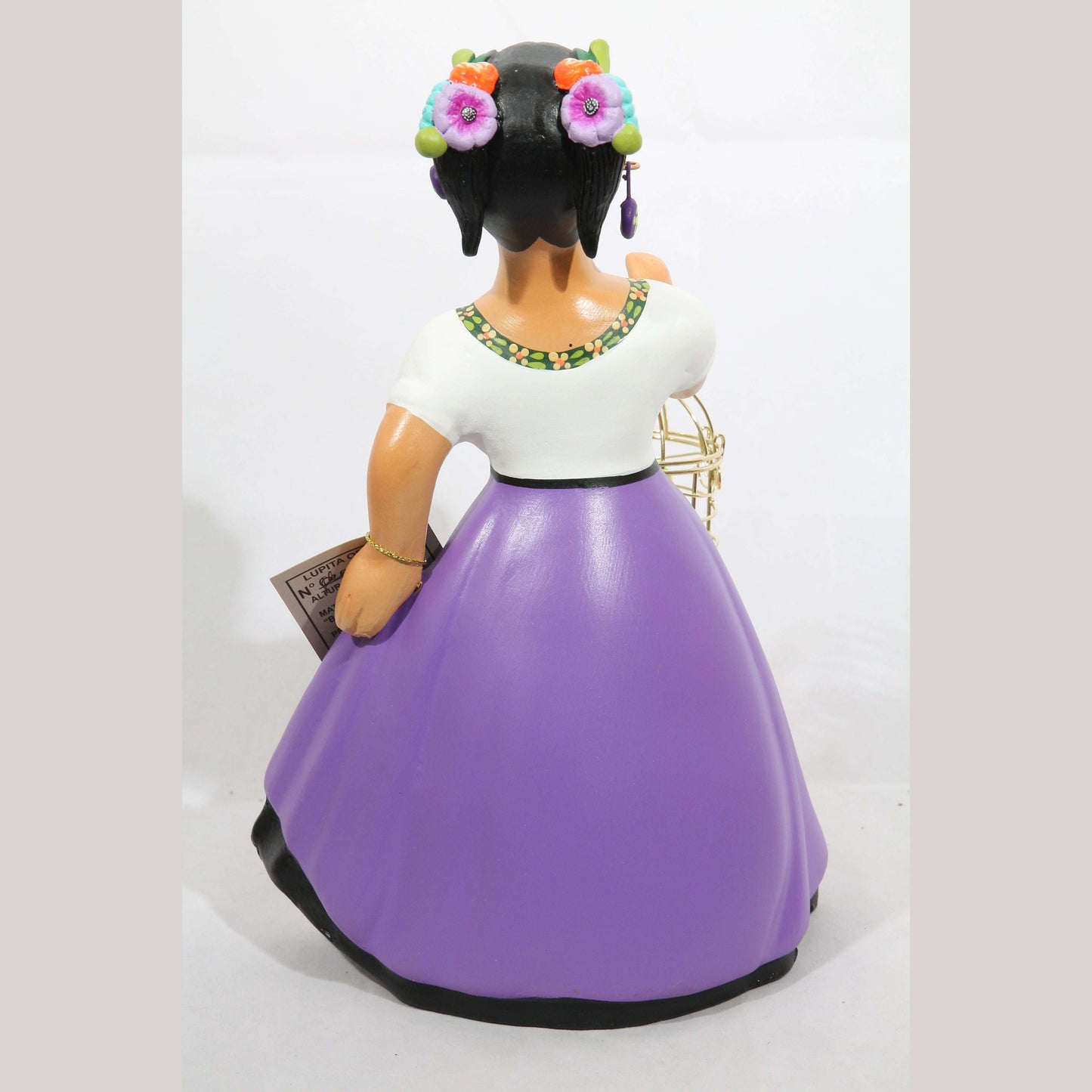 Lupita Doll Parrot Cage Violet Dress Ceramic Mexican NAJACO