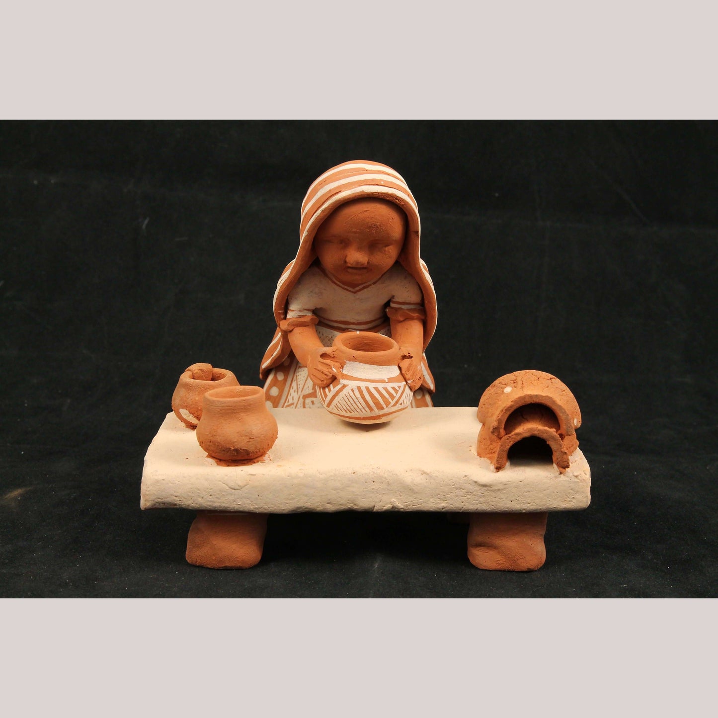 Ceramic Child/Pot/Table Mexico Folk Art Pottery Neftali Ramirez Décor 2 Pieces