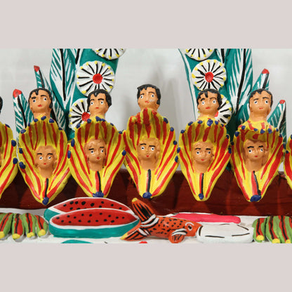 Last Supper "Faces" Ceramic Figurines Mexican Folk Art Ocumicho Collectible