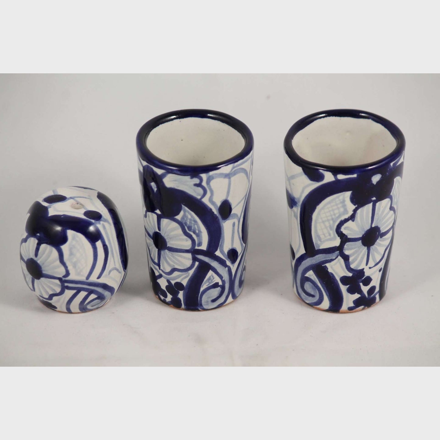 Mexican Ceramic Shot Glasses/Salt Shaker/Tray Talavera Cancun