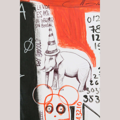 Mexican Mixed/Acrylic Fine Art One of a Kind Painting Signed Hermes Diaz Décor
