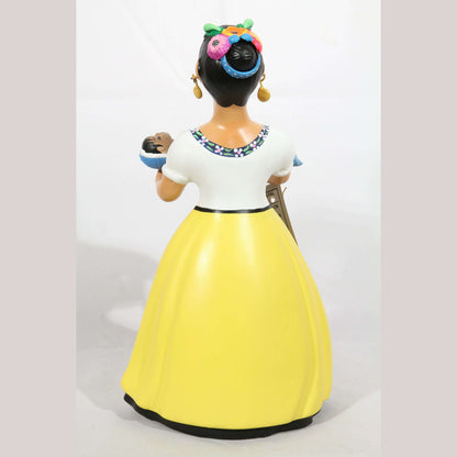 Lupita NAJACO Ceramic Figurine/Doll Mexican Folk Art Decor with Baby, Yellow